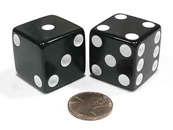24-25 DICE D6 LXL（59-62cm） Amazon.com: Set of 6 D6 25mm Large Opaque Jumbo Dice - White